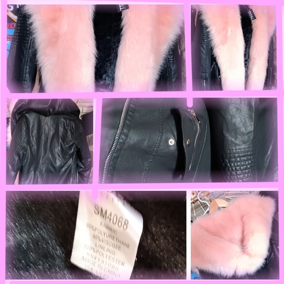 Beula "PinkPanther" Large Winter jacket  100% vegan (faux fur & simili leather) - Picture 11 of 12